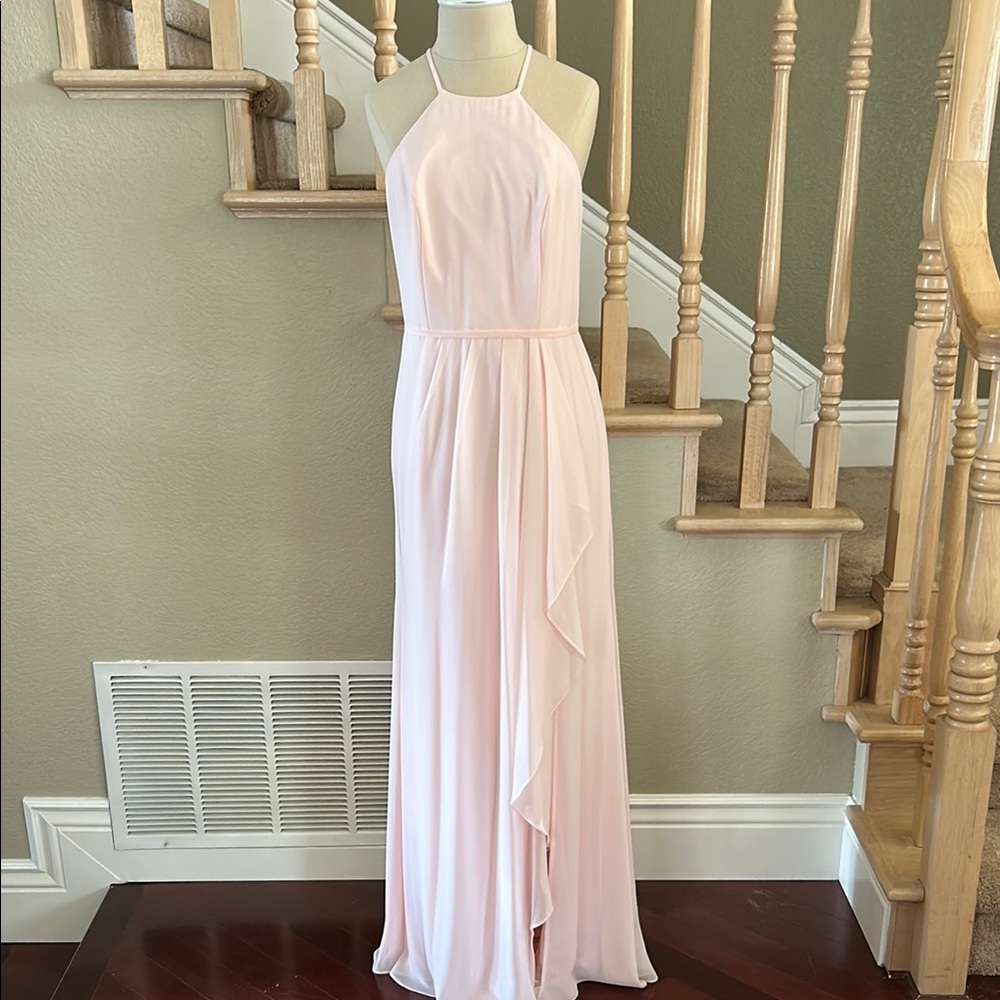 Elegant Pink Halter Maxi Dress